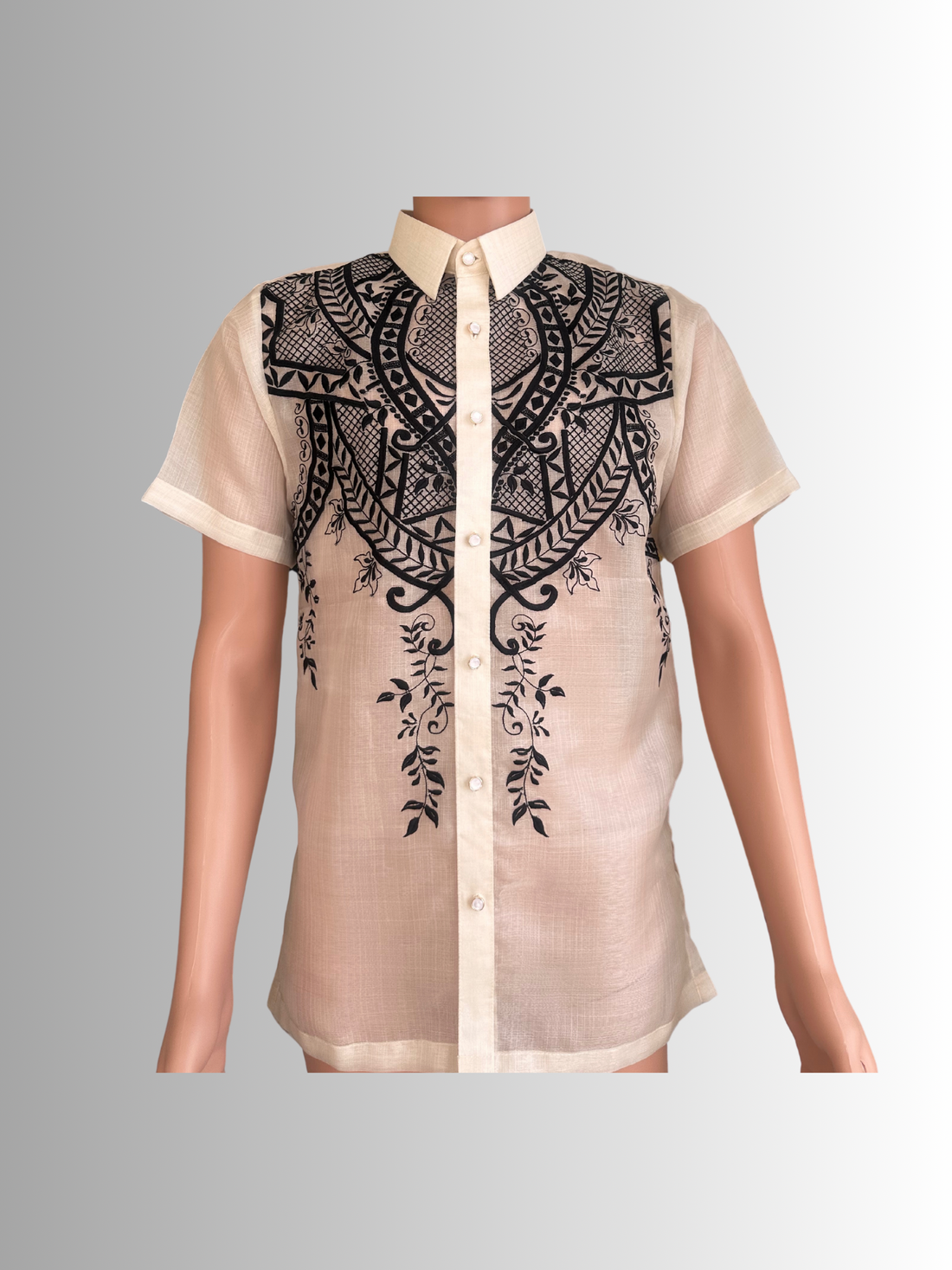 Barong Short Sleeve Solome Piña cocoon