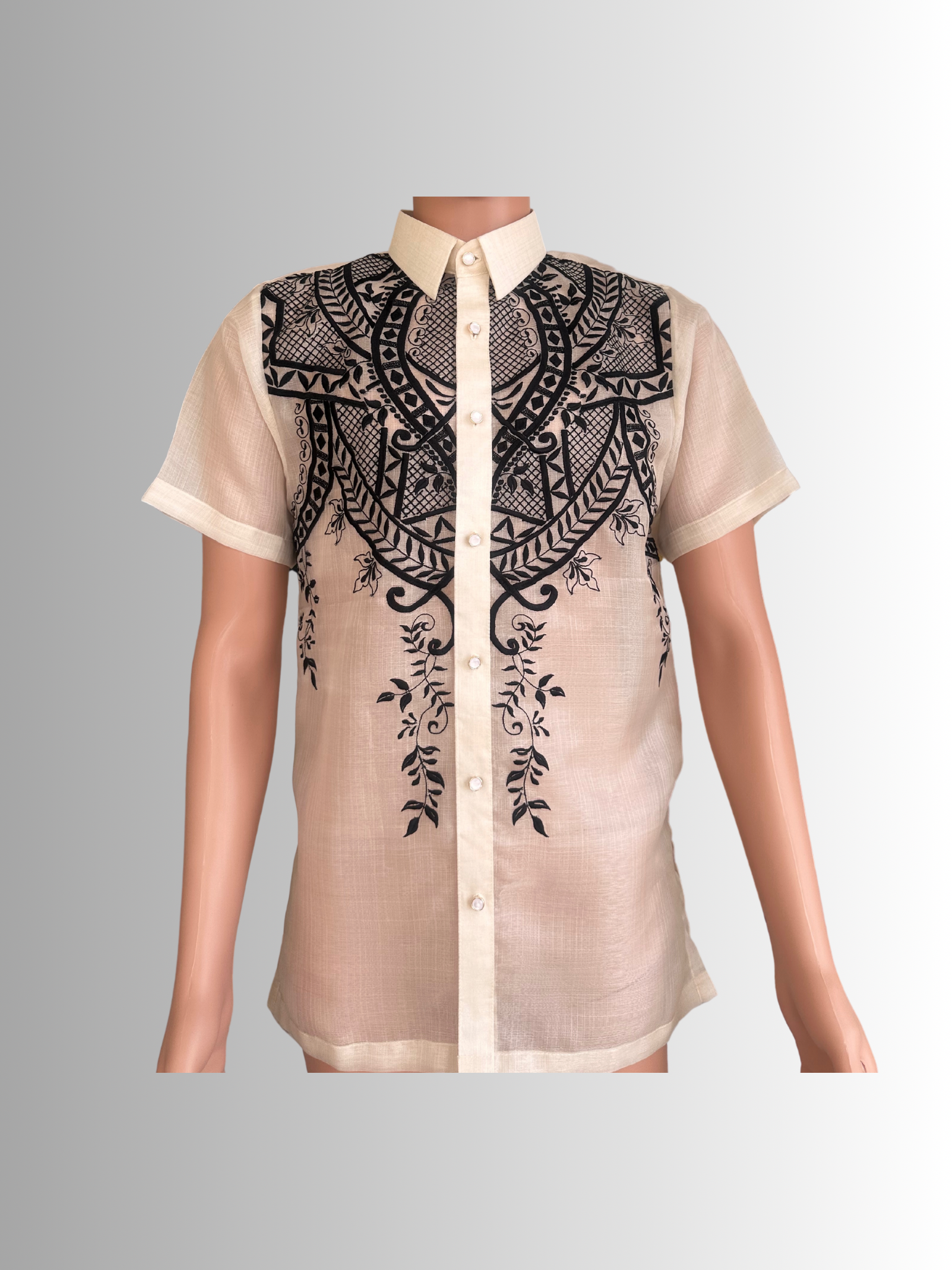 Barong Short Sleeve Solome Piña cocoon