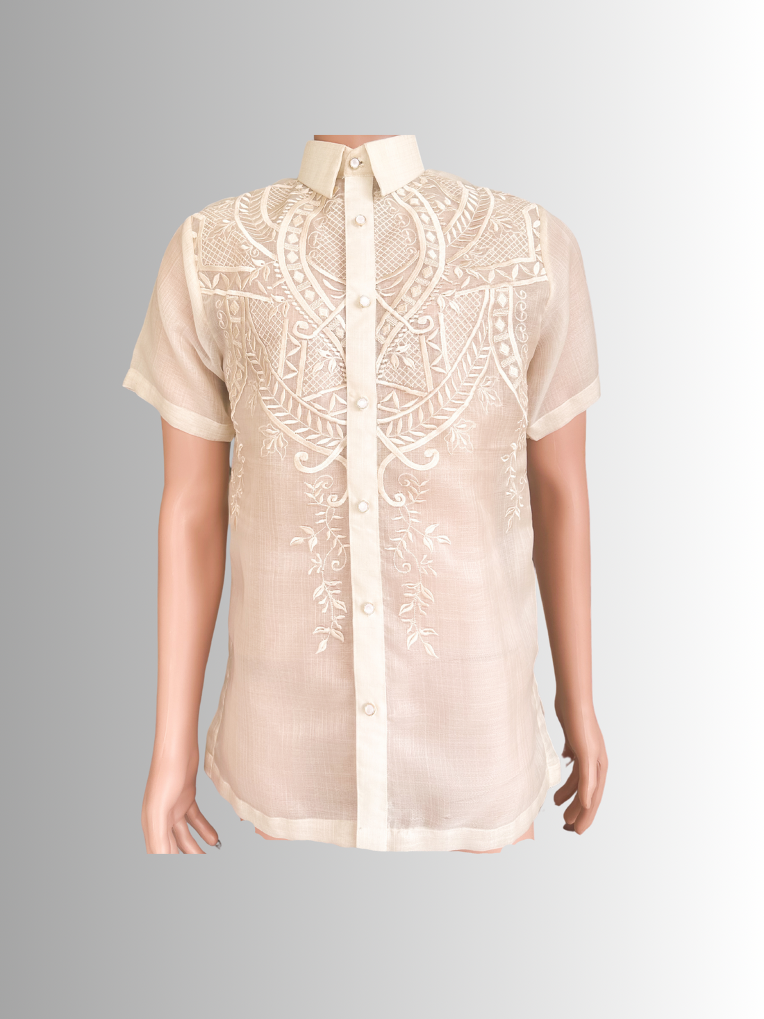 Barong Short Sleeve Solome Piña cocoon
