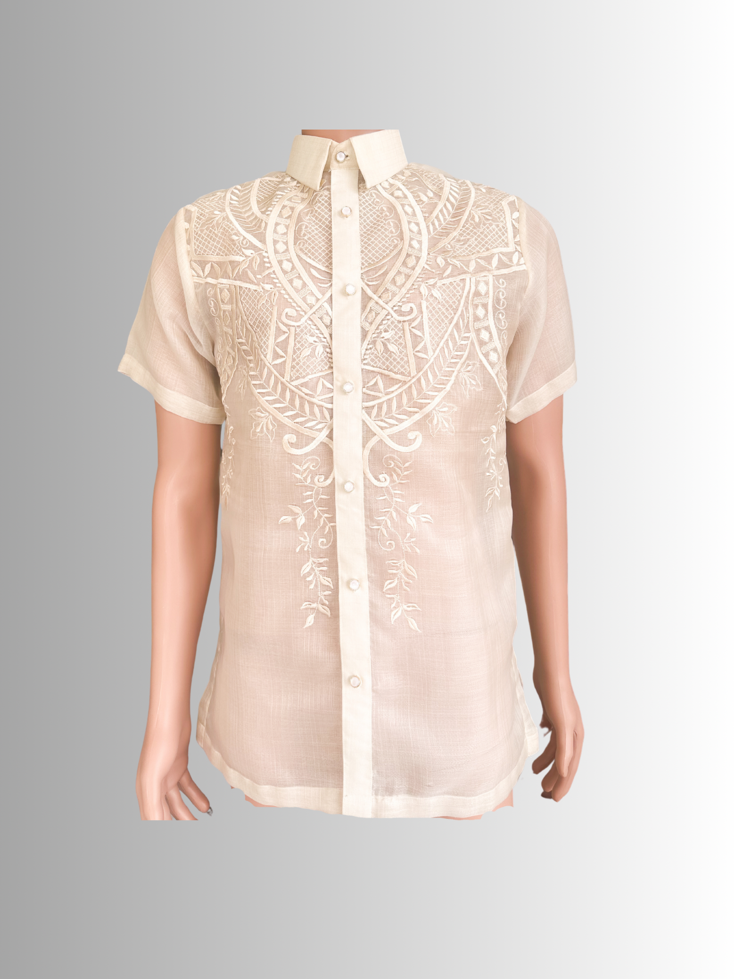 Barong Short Sleeve Solome Piña cocoon