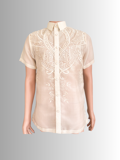 Barong Short Sleeve Solome Piña cocoon