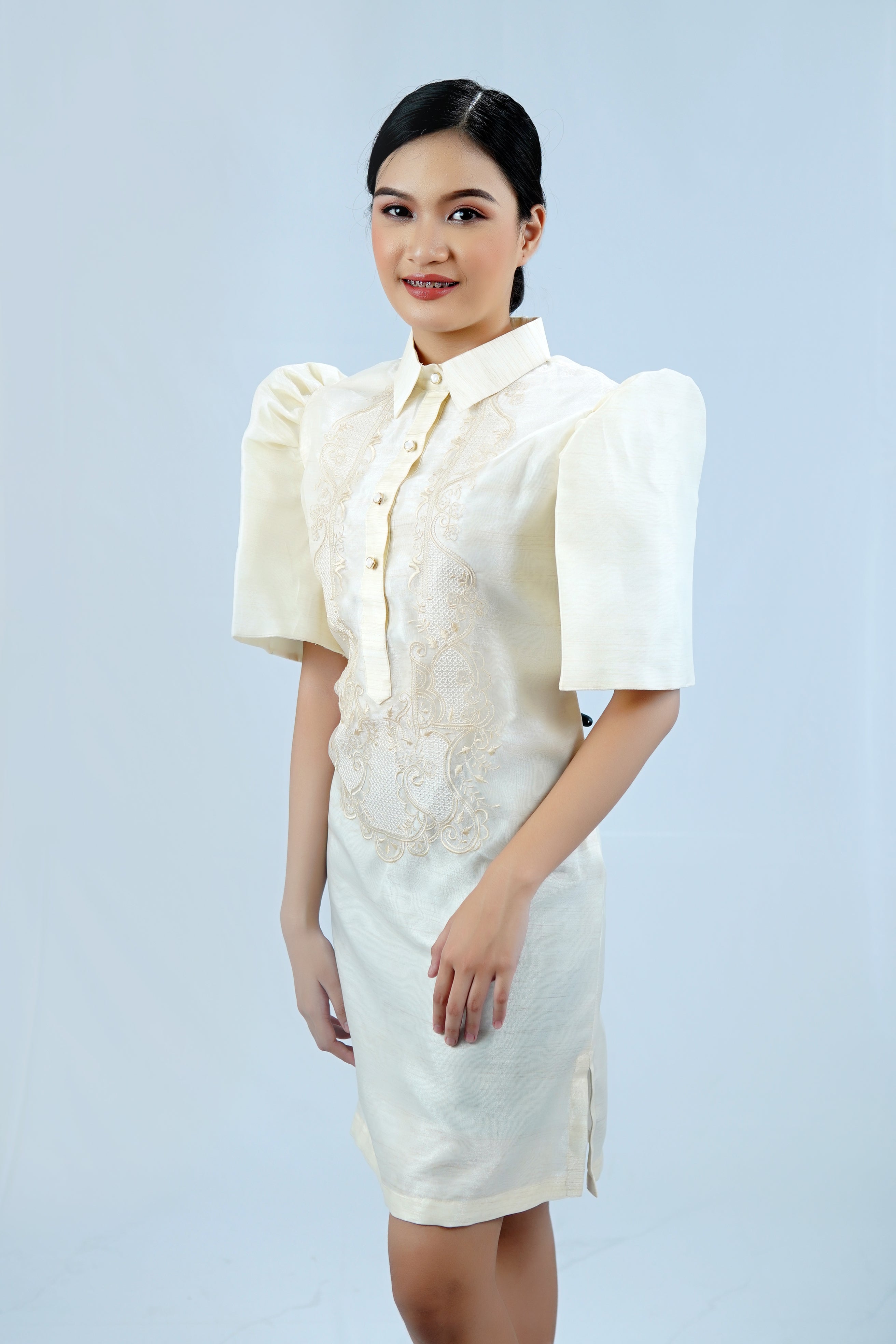 Dress Mestiza Claude Sports Collar Piña Organza